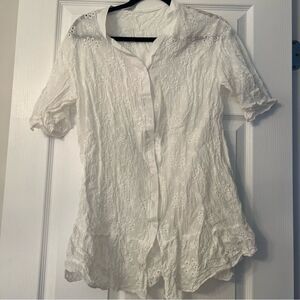 Shein White Eyelet Cover Up